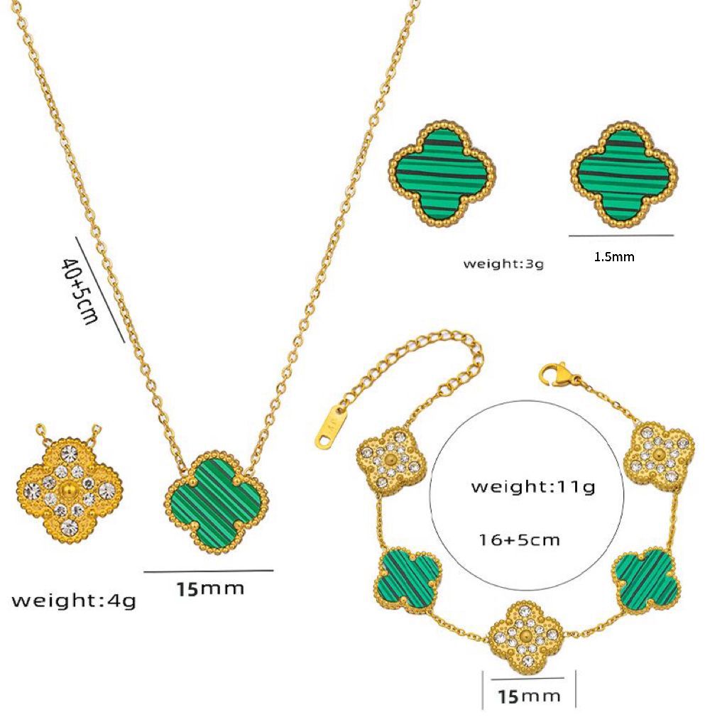 Elegante pulsera de trébol de cuatro hojas con incrustaciones de diamantes de imitación en acero de titanio, diseño ajustable de dos vías para mujer
