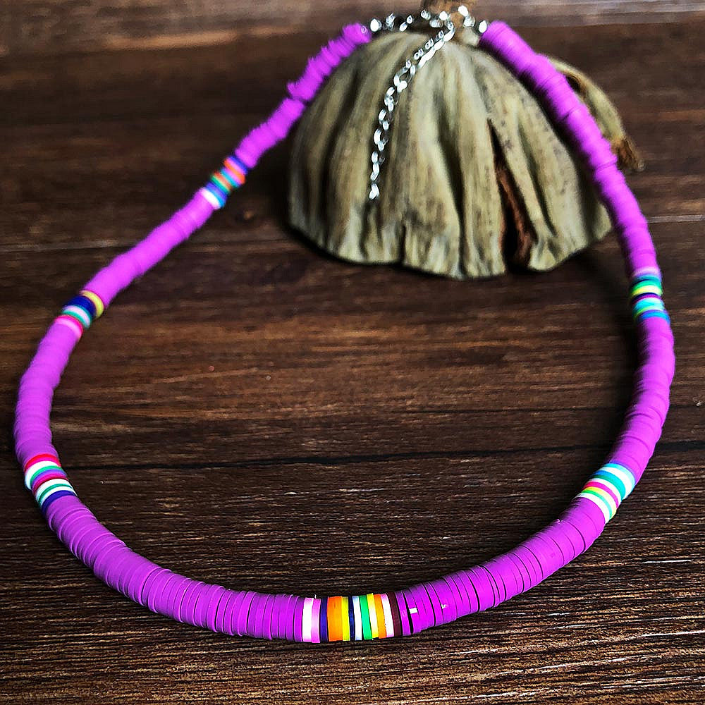 Casual Geometric Resin Beaded Ball Chain Necklace Unisex