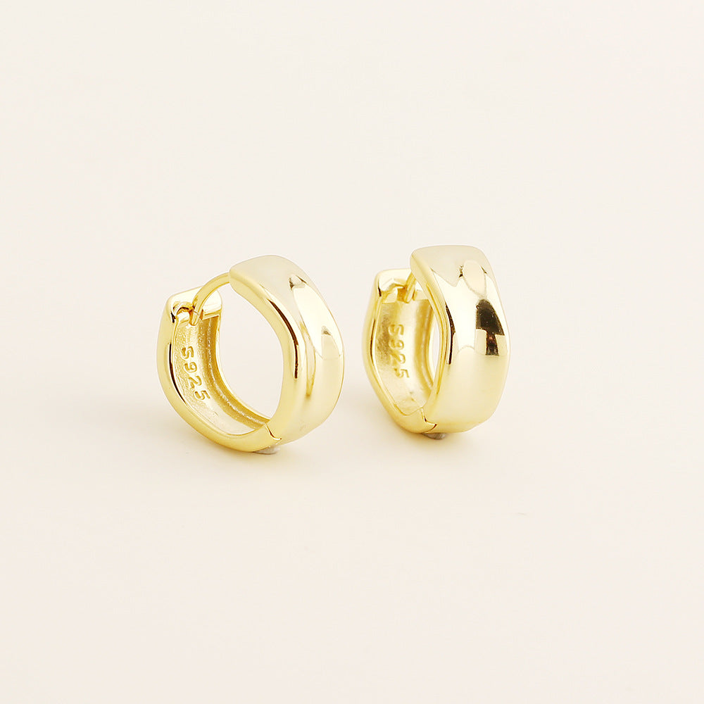 Pendientes de aro geométricos minimalistas de plata de ley S925 para mujer con acabado pulido