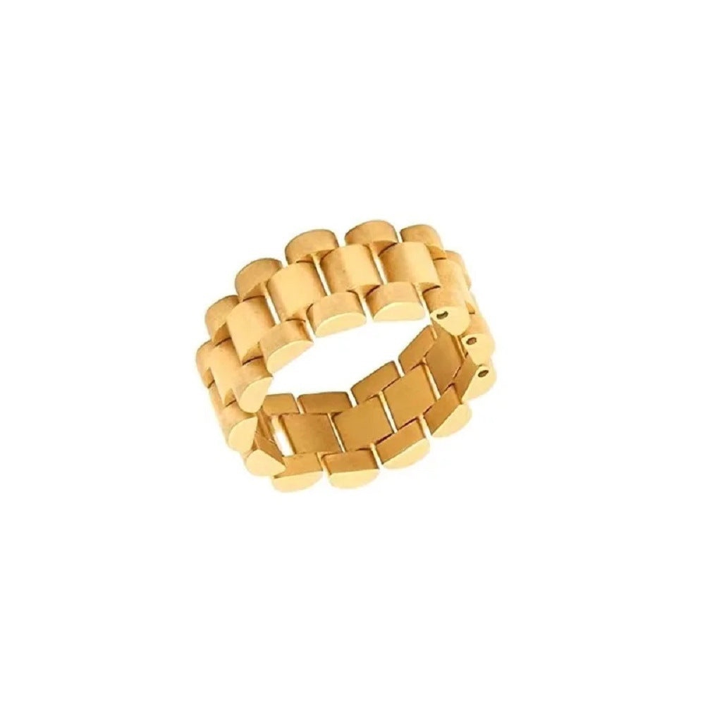 Anello da donna in acciaio inossidabile placcato oro 18 carati, geometrico e minimalista