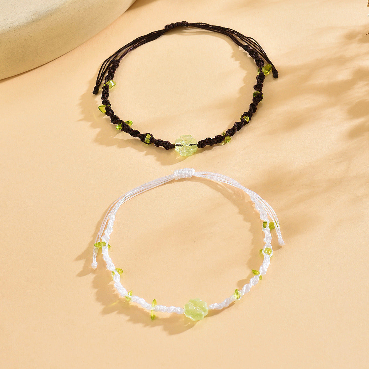 Sweet Handmade Four-Leaf Clover Leaf Bracelet for Couples