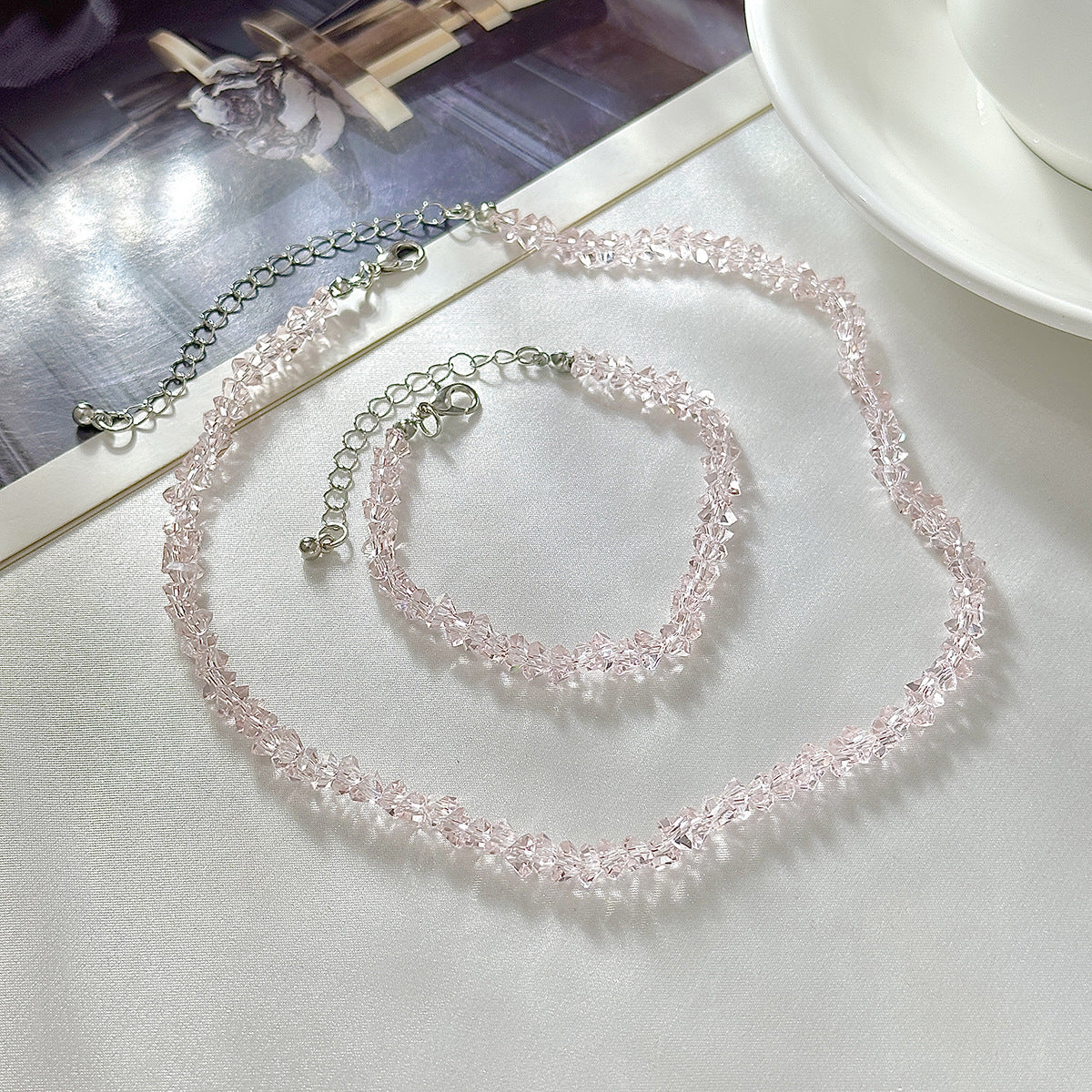 Minimalist Elegant Geometric Crystal Beaded Necklace for Women
