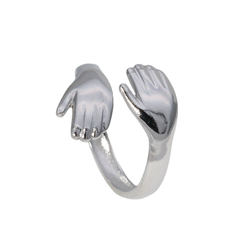 Hip-hop Punk Hand Shape Plated Titanium Steel Adjustable Ring for Unisex