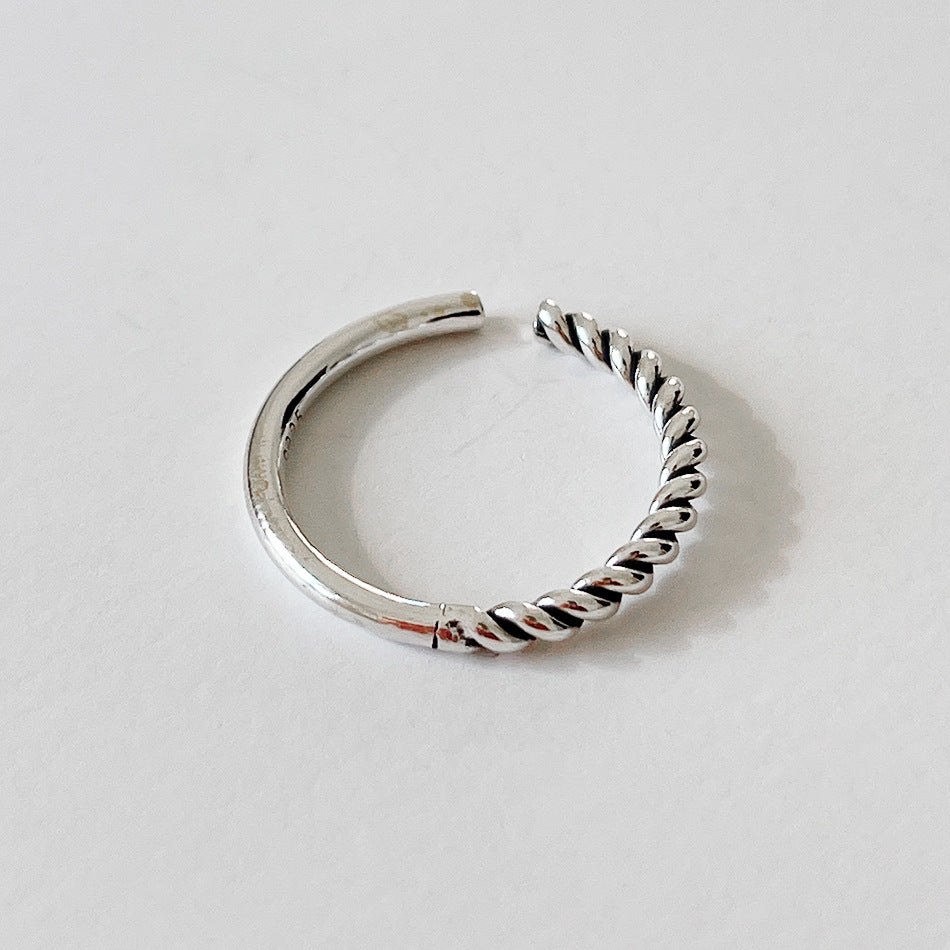 Anello da donna minimalista vintage in argento sterling 925 con intarsio numerico