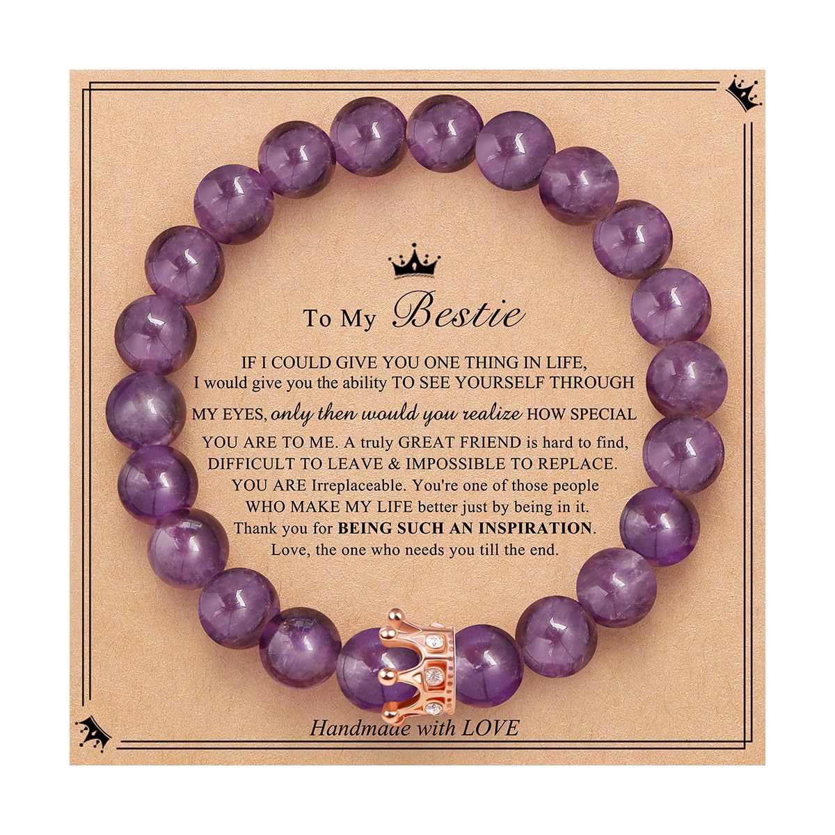 Elegant Crown Brass Bracelet with Natural Agate and Rhodochrosite Beads