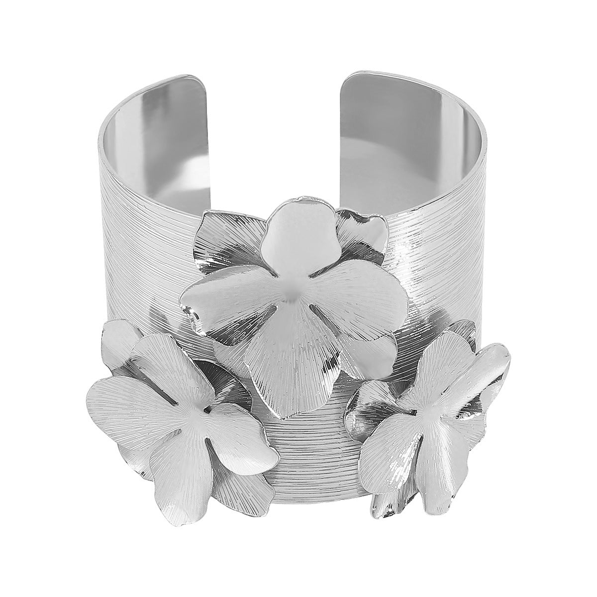 Elegant Floral-Shaped Iron Bracelet with Plated Finish for Women, Luxe Minimalist Fashion Accessory