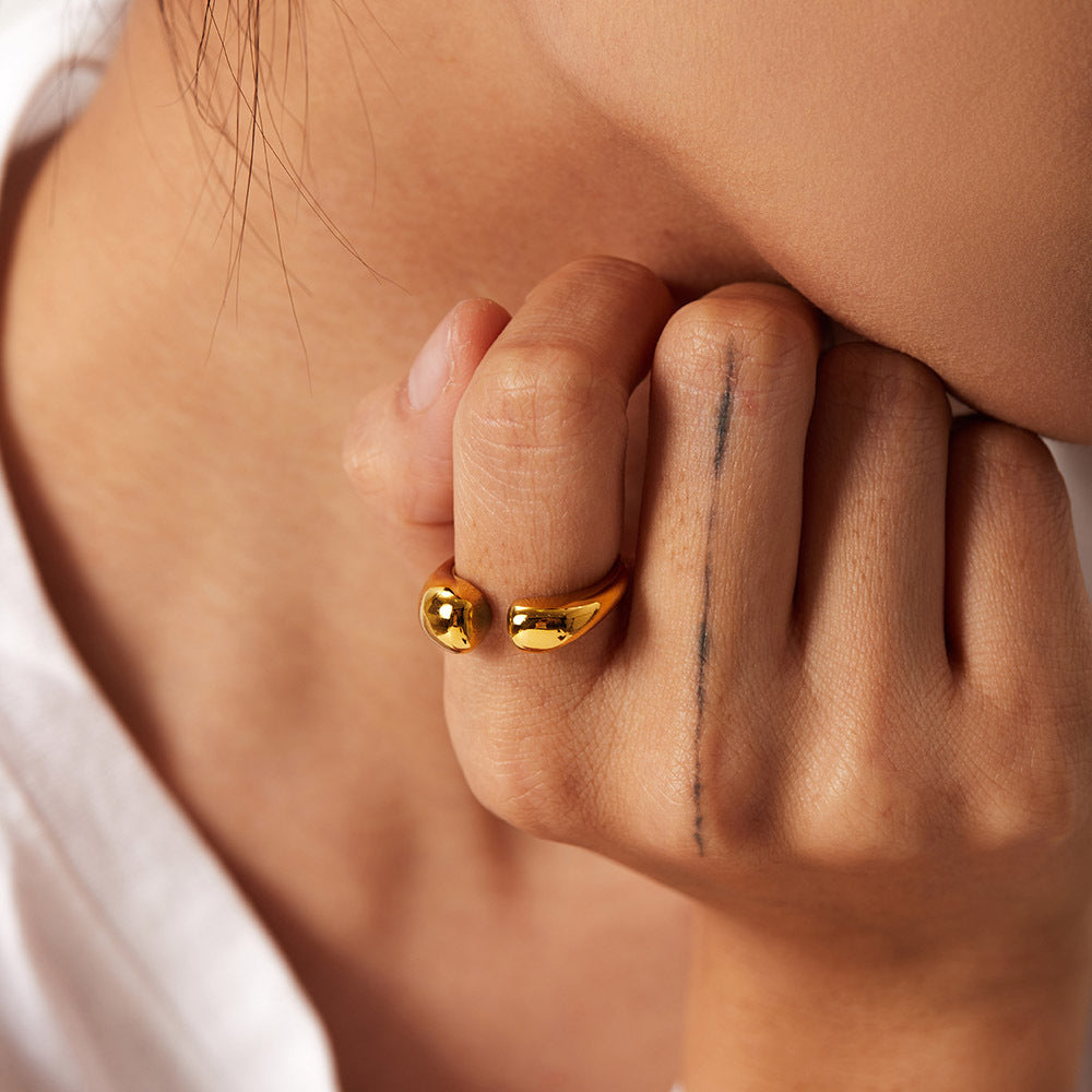 Anillo de acero inoxidable geométrico irregular para mujer con diseño de apertura ajustable, anillo de moda estilo Hip Hop
