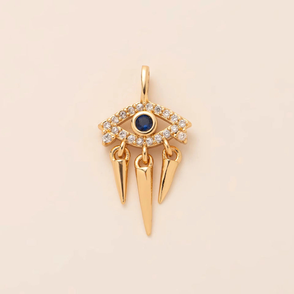 Vintage 18K Gold Plated Stainless Steel Star Cubic Zirconia Pendant Charm Bar PVD