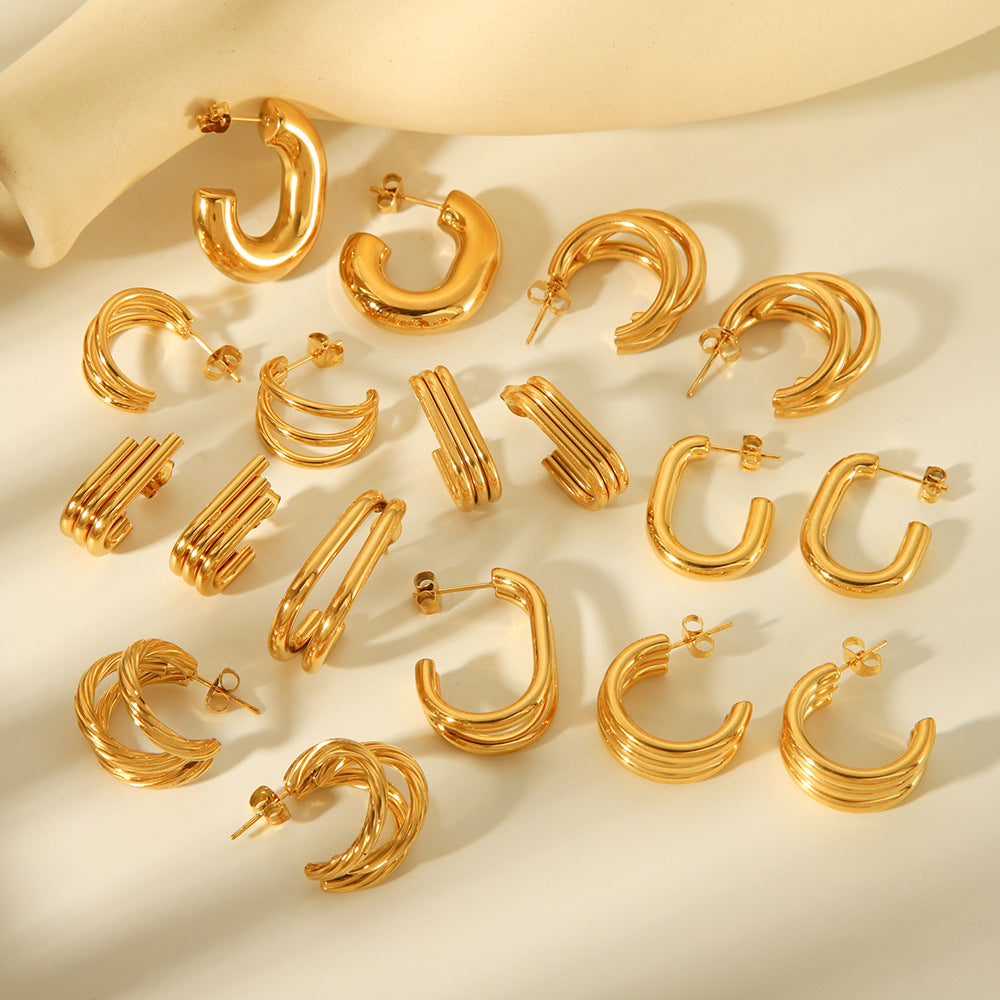 Geometric Stainless Steel Hypoallergenic Coil Earrings for Women with Plated Finish