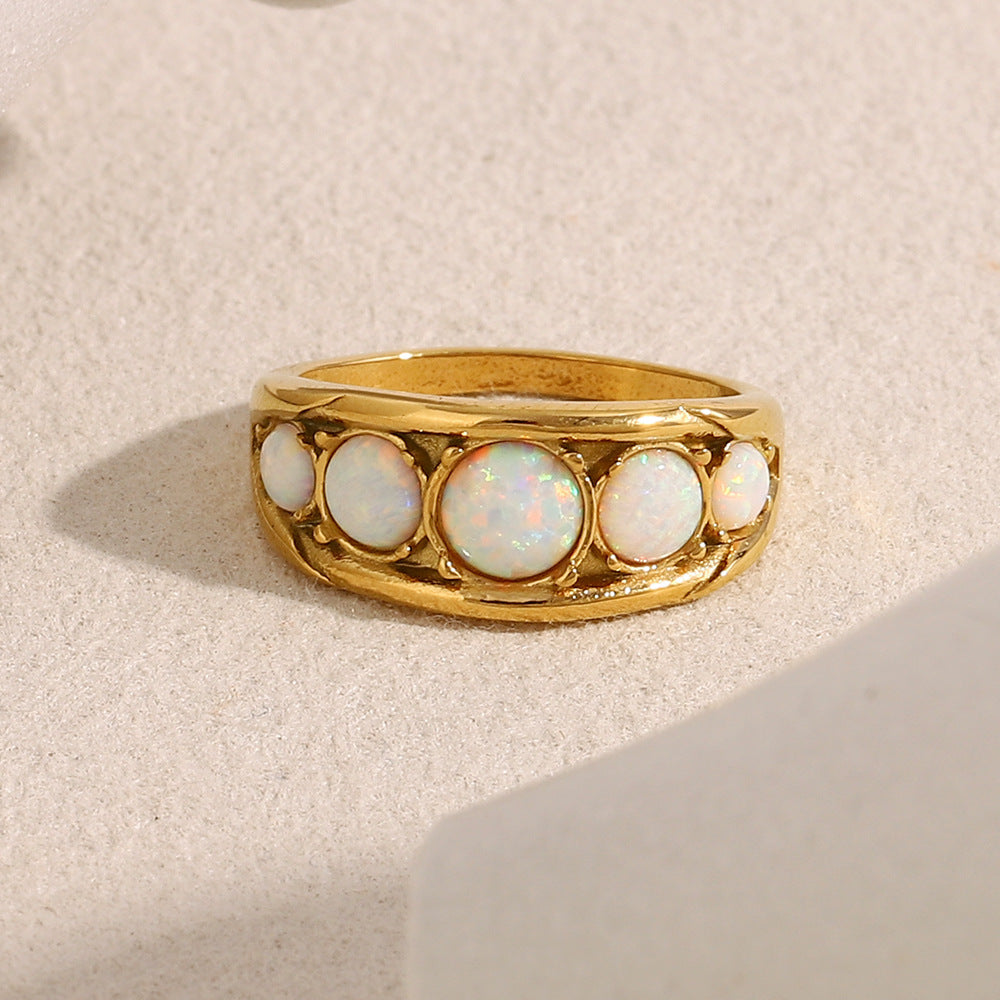 Fashionable Geometric Stainless Steel Ring with 18K Gold Plating for Women
