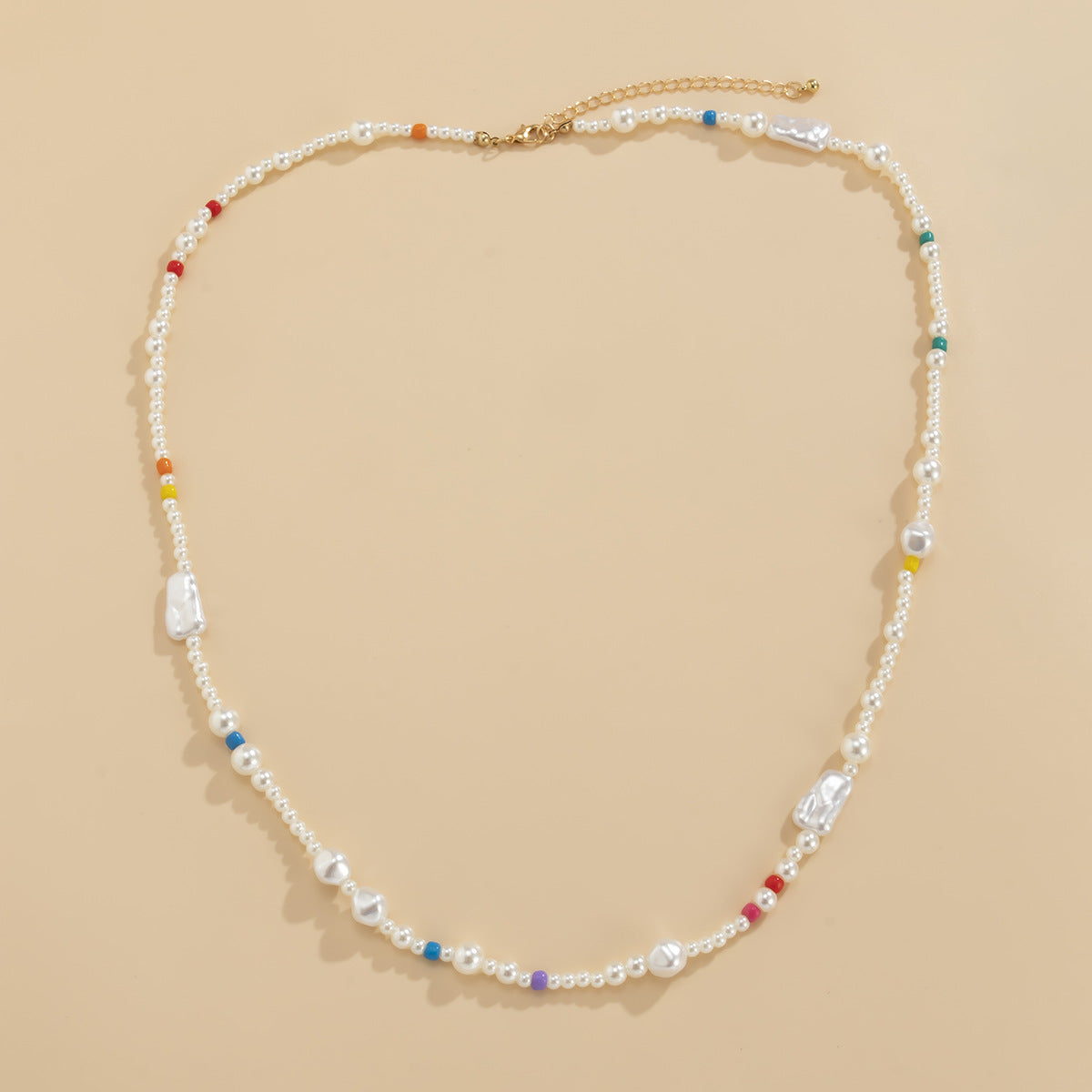 Vintage Imitation Pearl Asymmetric Ball Chain Necklace for Women