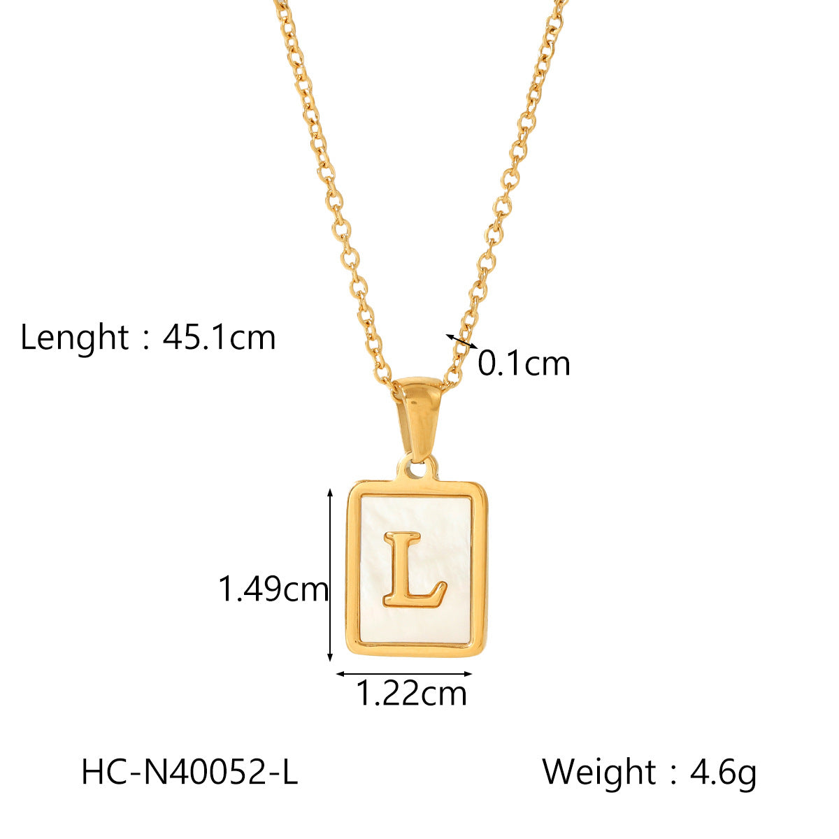 Minimalist Letter Pendant Necklace in Titanium Steel with 18K Gold Plating on Stainless Steel Chain for Women