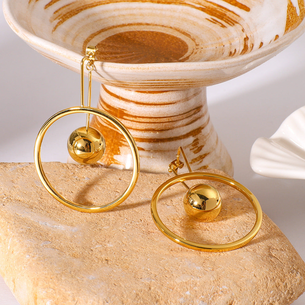 Orecchini a polsino geometrici circolari cavi minimalisti in acciaio inossidabile placcati oro 18 carati da donna