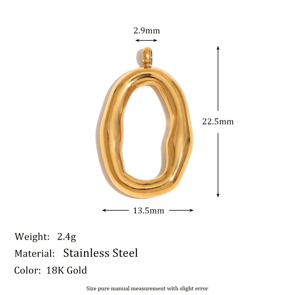Vintage-Style Oval Charm Pendant in Stainless Steel with 18K Gold Plating for DIY Jewelry Making