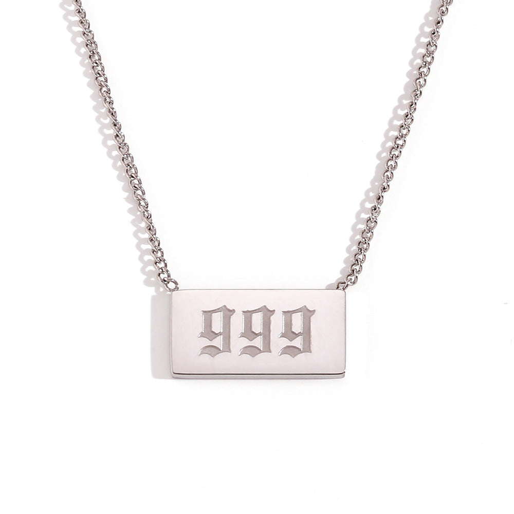 Minimalist Geometric Number Pendant Necklace for Women in Stainless Steel with Plated Finish