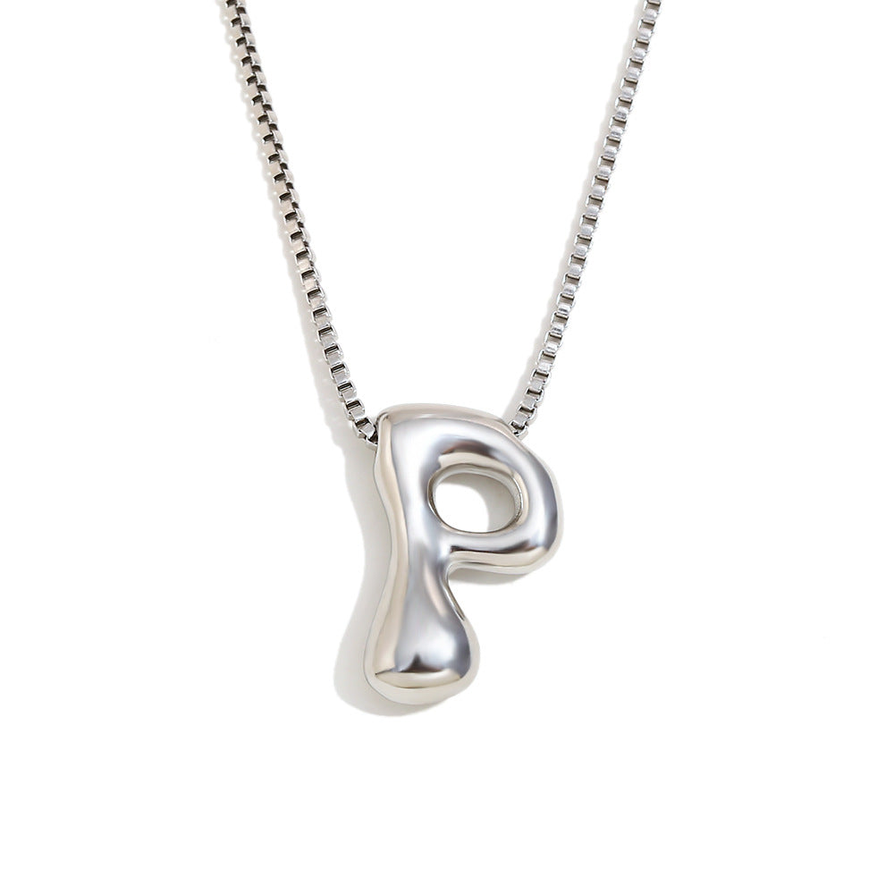 Minimalist Fashion Letter Necklace for Women Stainless Steel Pendant with 18K Gold Plating