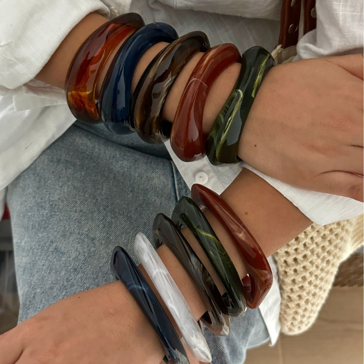Vintage Minimalist Square Geometric Acrylic Drip Oil Gradient Bracelet