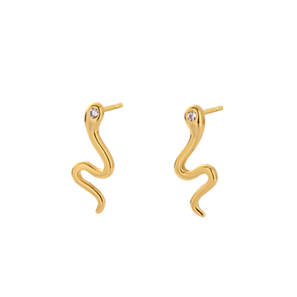 Orecchini a clip creativi a forma di animale in argento sterling S925 con intarsio di strass e finitura smaltata, unisex