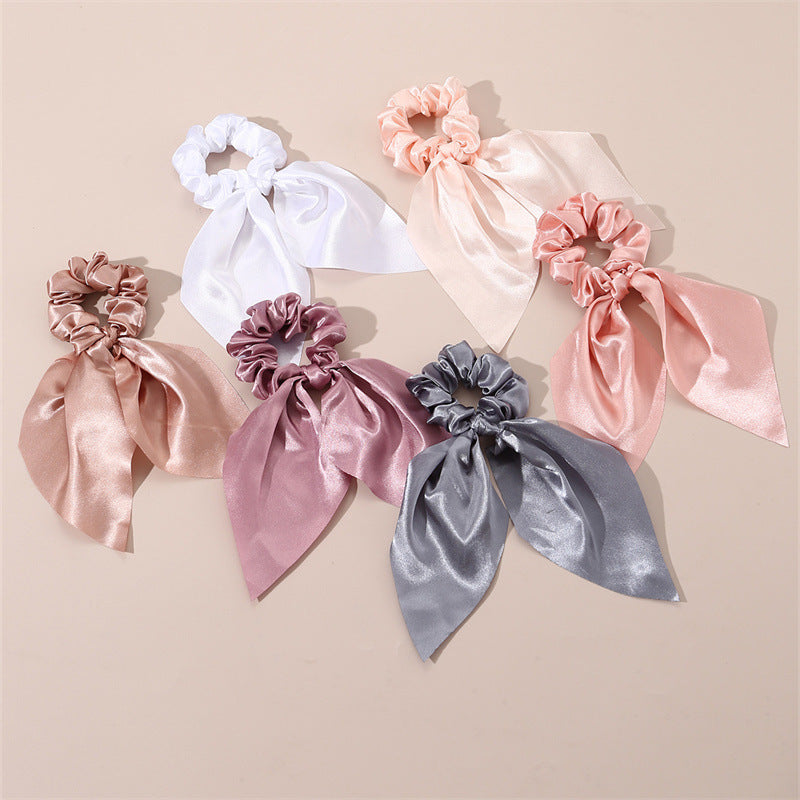 Bonito lazo de tela estilo francés con diseño en forma de U para sujetar el cabello en coletas para niñas, color sólido
