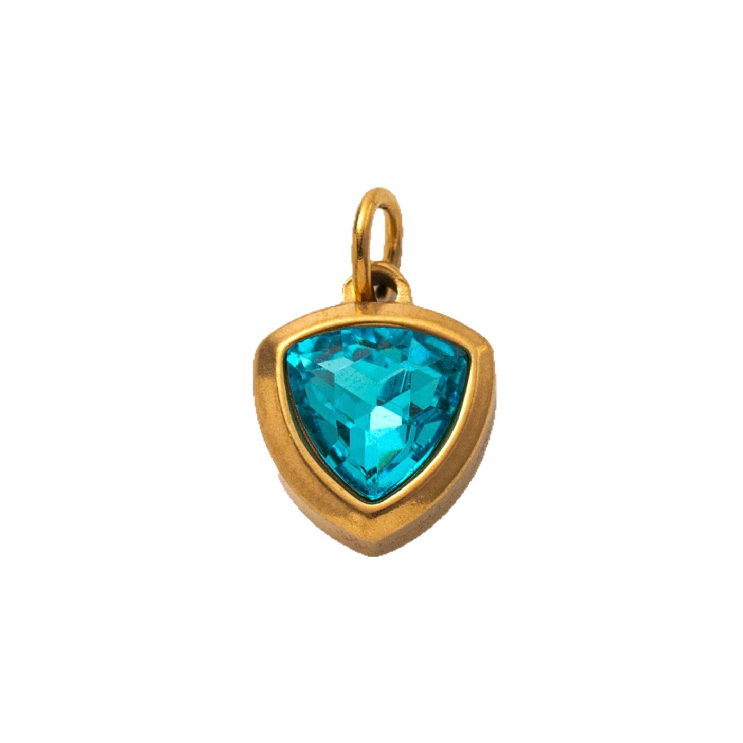 Minimalist Geometric 18K Gold Plated Titanium Steel Charm Bar with Rhinestone Inlaid Stainless Steel Birthstone Pendant for Women
