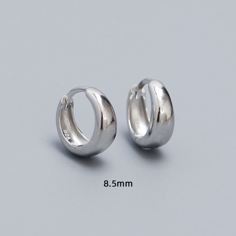 Minimalist 925 Sterling Silver Polished Round Geometric Hoop Earrings