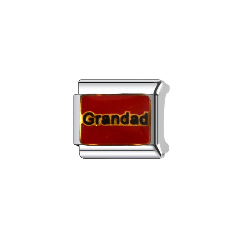 Sweet Punk Square Plated Stainless Steel DIY Charm Bar Bracelet Unisex Cartoon Heart Letter Accessories