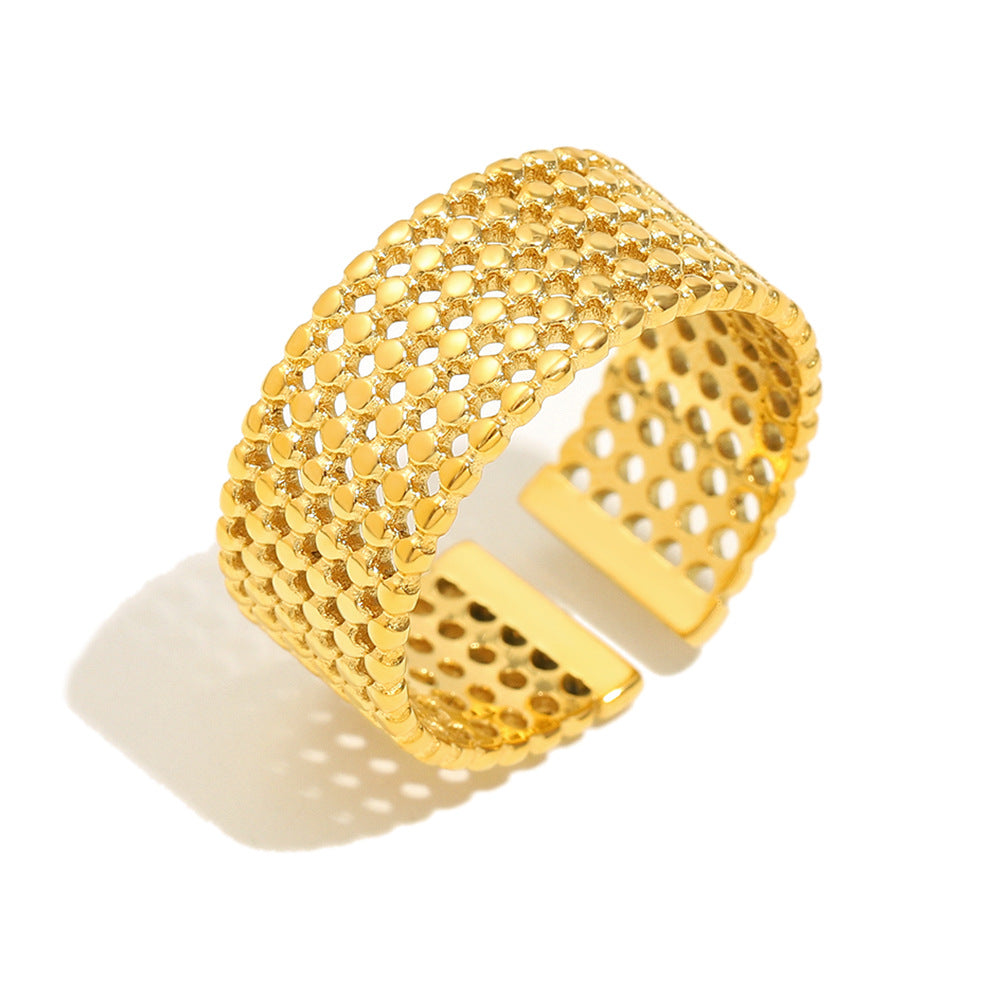 Anello minimalista geometrico in acciaio inossidabile placcato oro 18K da donna, gioiello alla moda per chi si sposta per lavoro