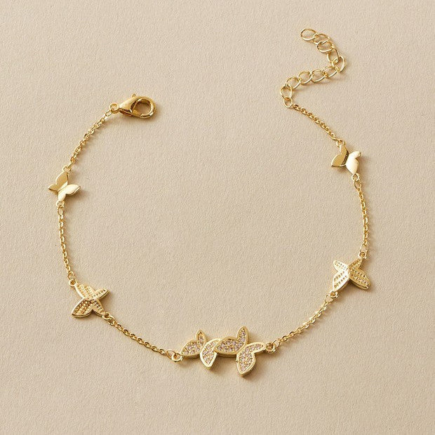 Luxury Elegant Geometric Alloy Plated Bracelet with Cubic Zirconia for Women