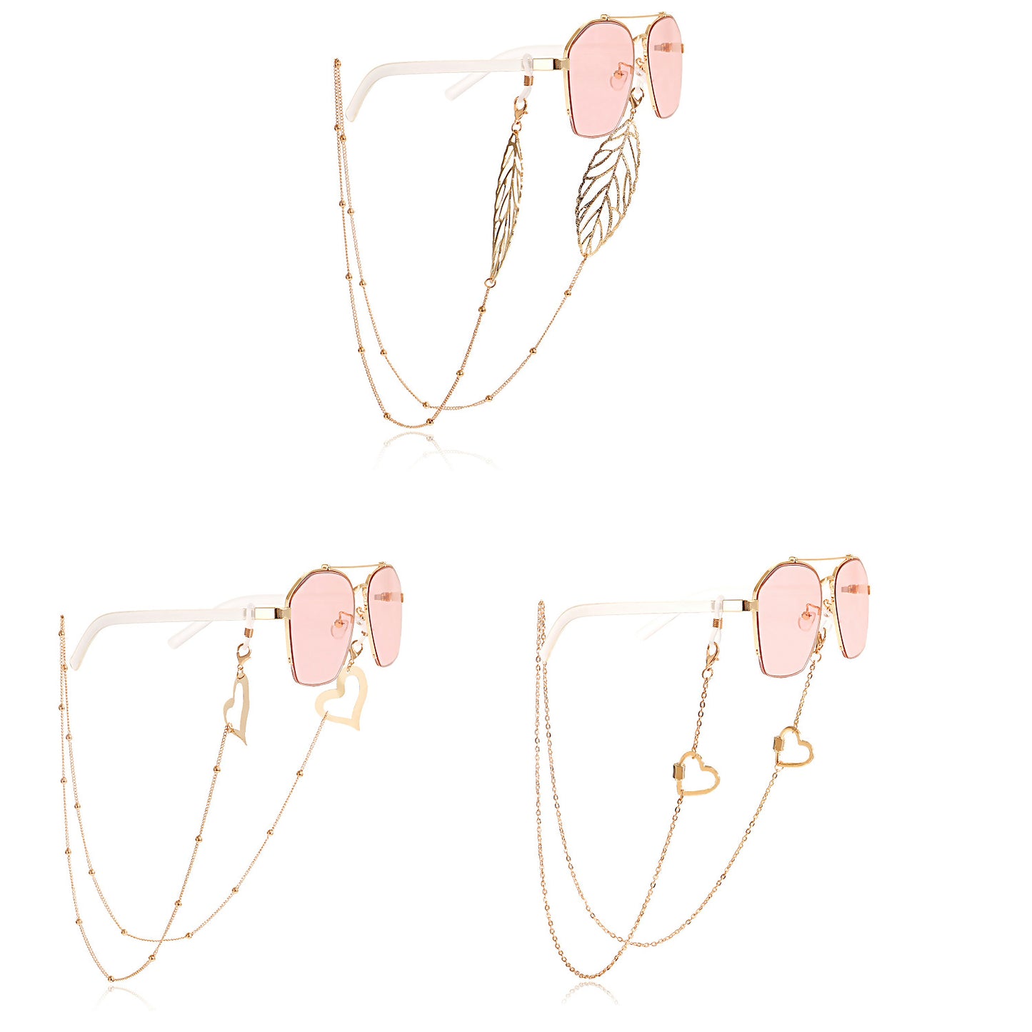Leaf Heart Shaped Alloy Mask Chain and Eyeglass Holder