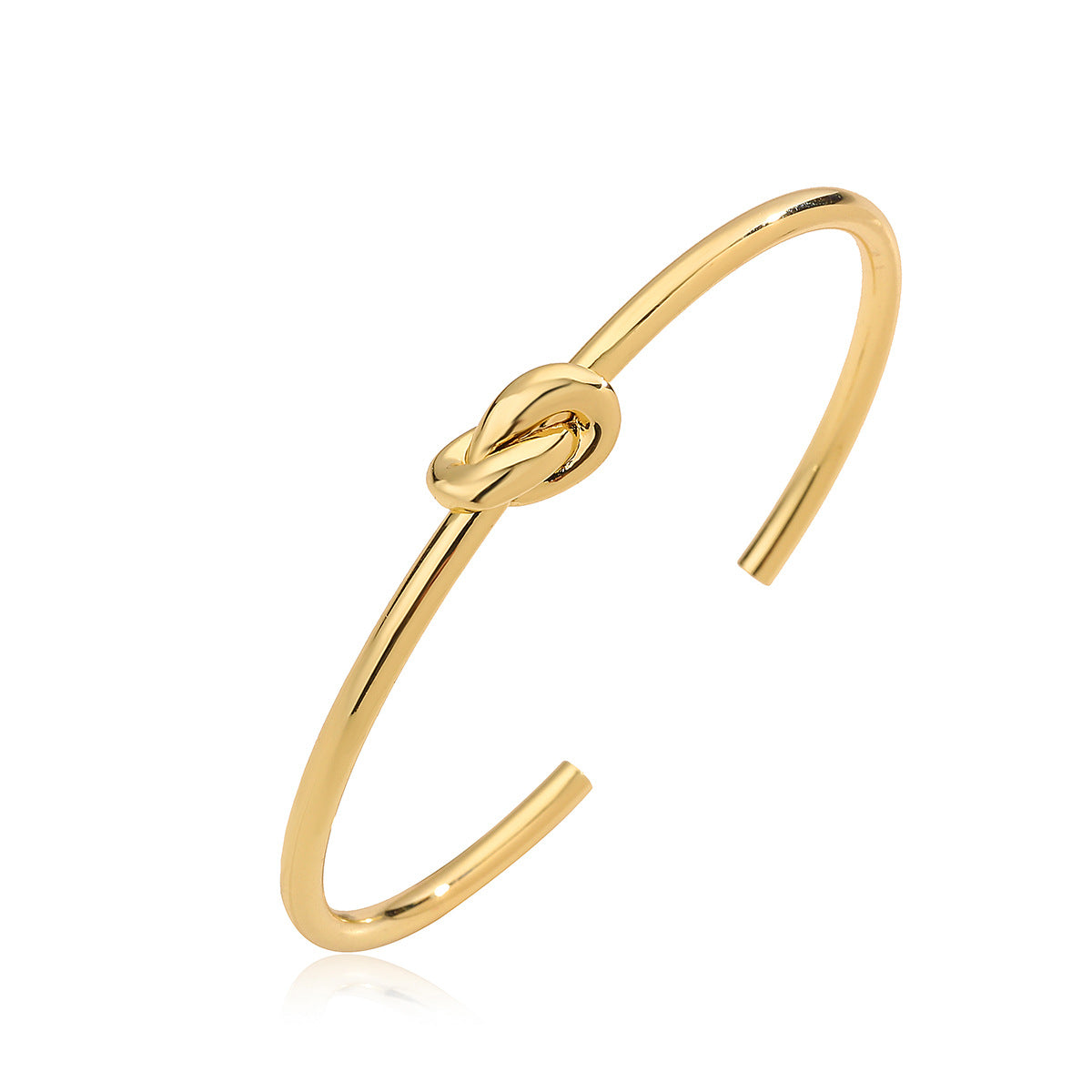 Bracciale Minimalista in Rame Placcato Oro 18K Bracciale Rigido Aperto Liscio da Donna Design Geometrico
