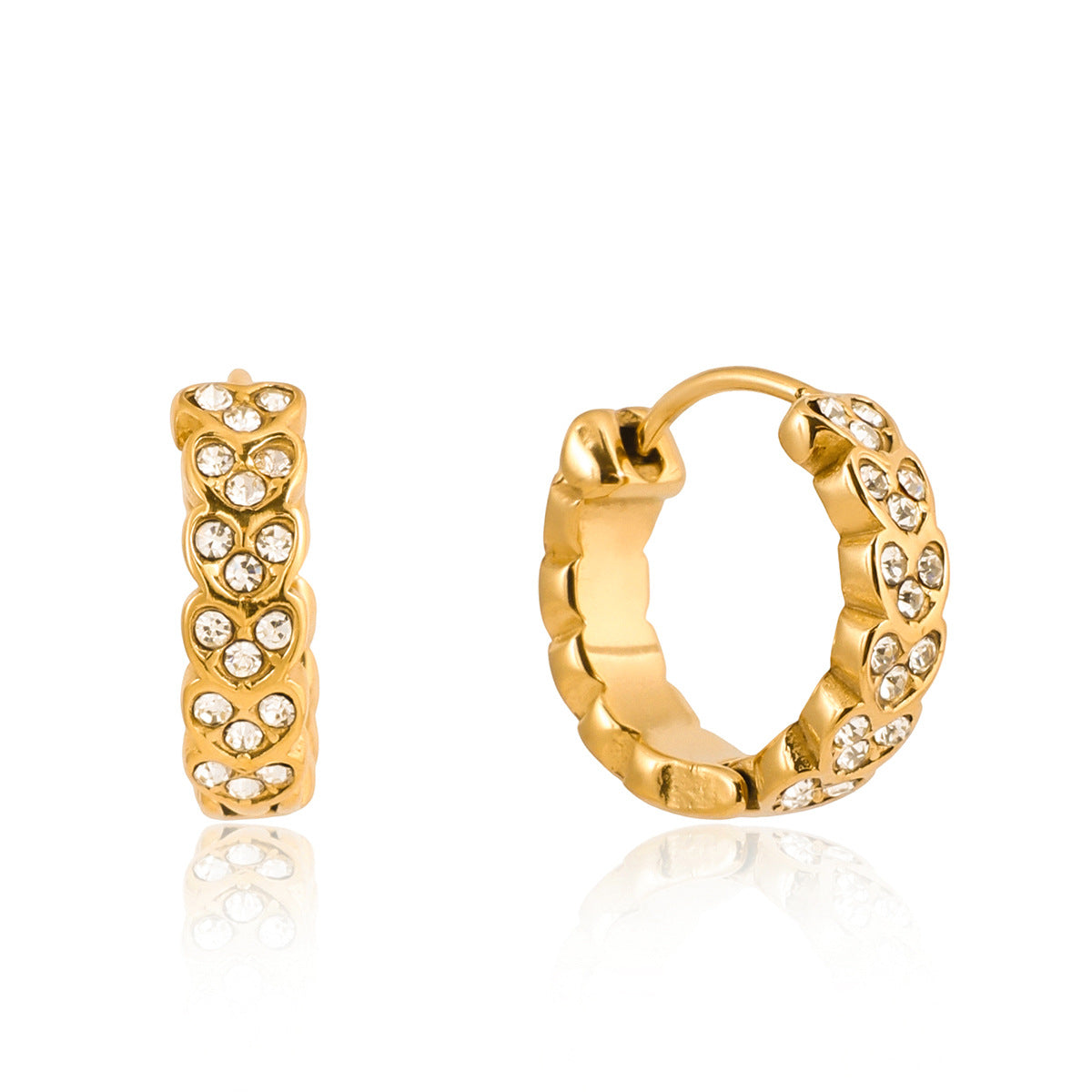 Orecchini a Cerchio Geometrici da Donna in Acciaio Inossidabile con Strass, Finitura Placcata, Aspetto Lussuoso, Gioielli di Moda Resistenti allo Sbiadimento