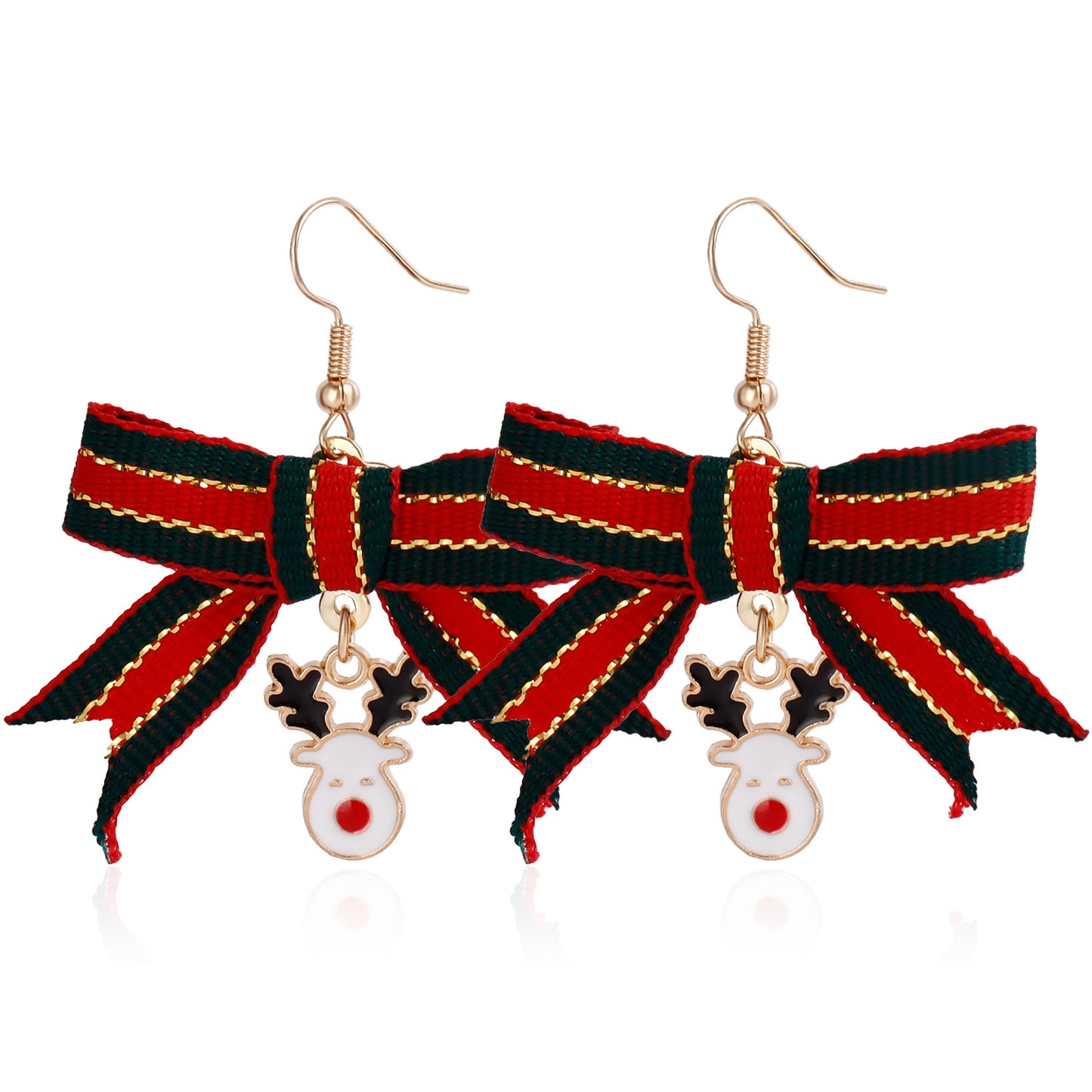 Geometric Christmas Earrings with Metallic Plated Finish for Holiday Festive Wear