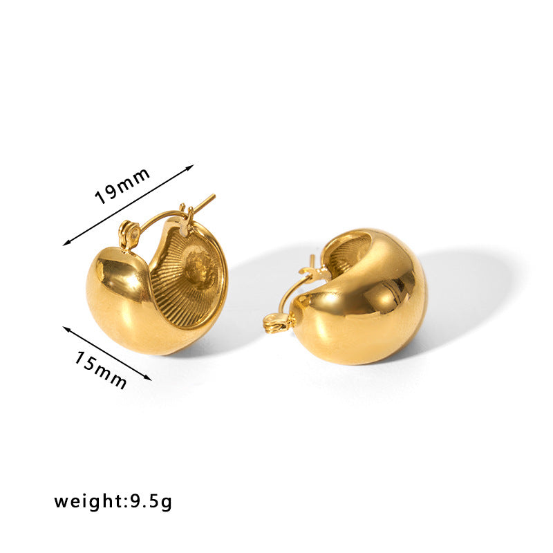 Minimalist Geometric Hollow Stainless Steel Earrings for Women with Plated Finish