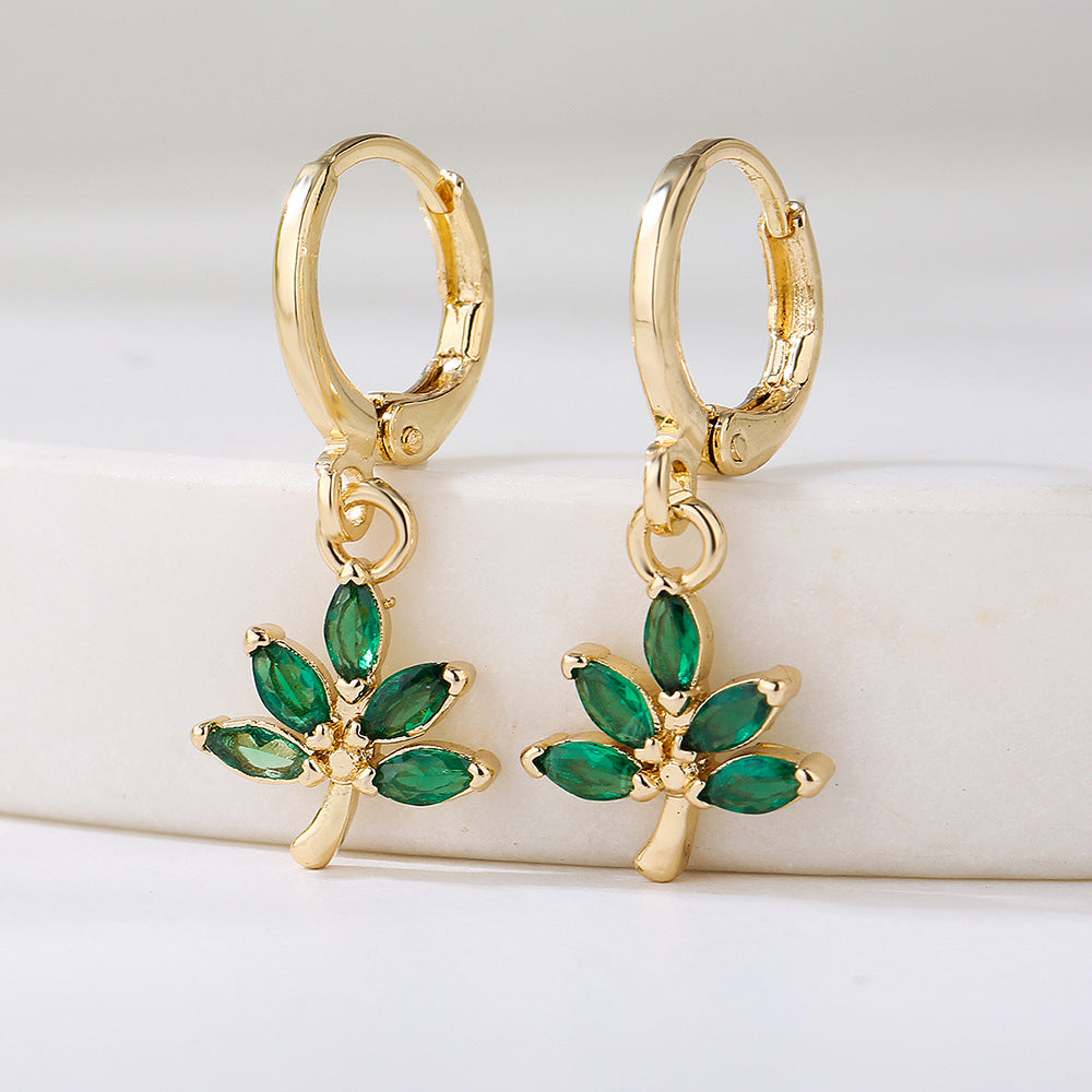 Minimalist Pineapple Strawberry Shaped Copper Earrings with Gold Plating and Micro-Pave Zirconia for Women