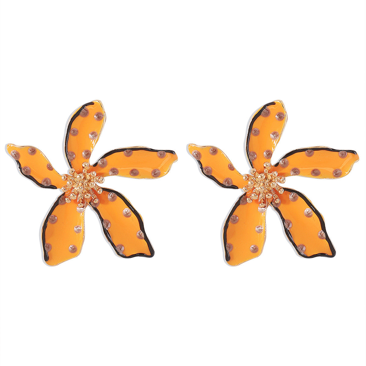 Sweet and Edgy Floral Polka Dot Earrings for Women Made of Alloy with Enamel Finish