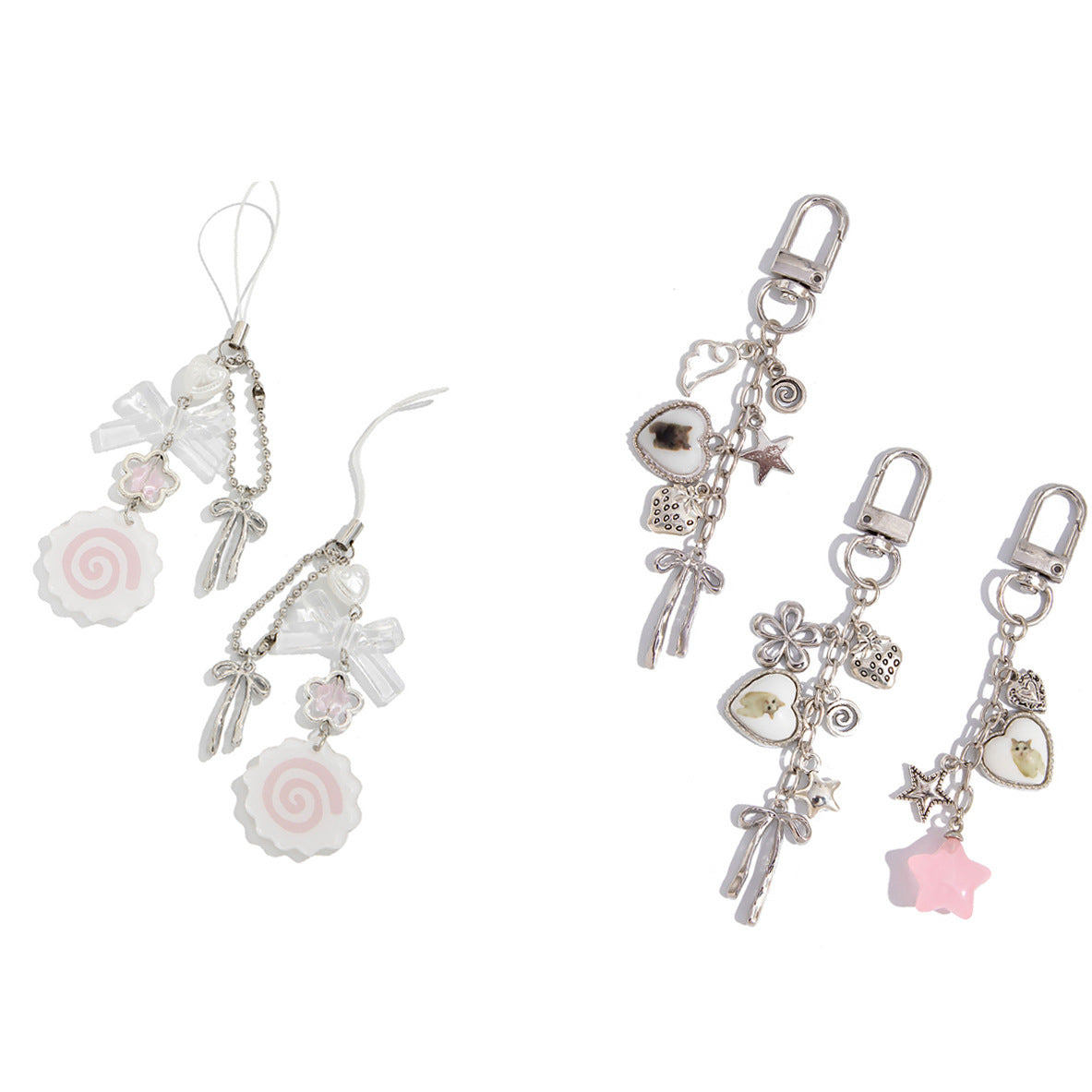 Sweet Acrylic Butterfly Heart Teardrop Keychain Set