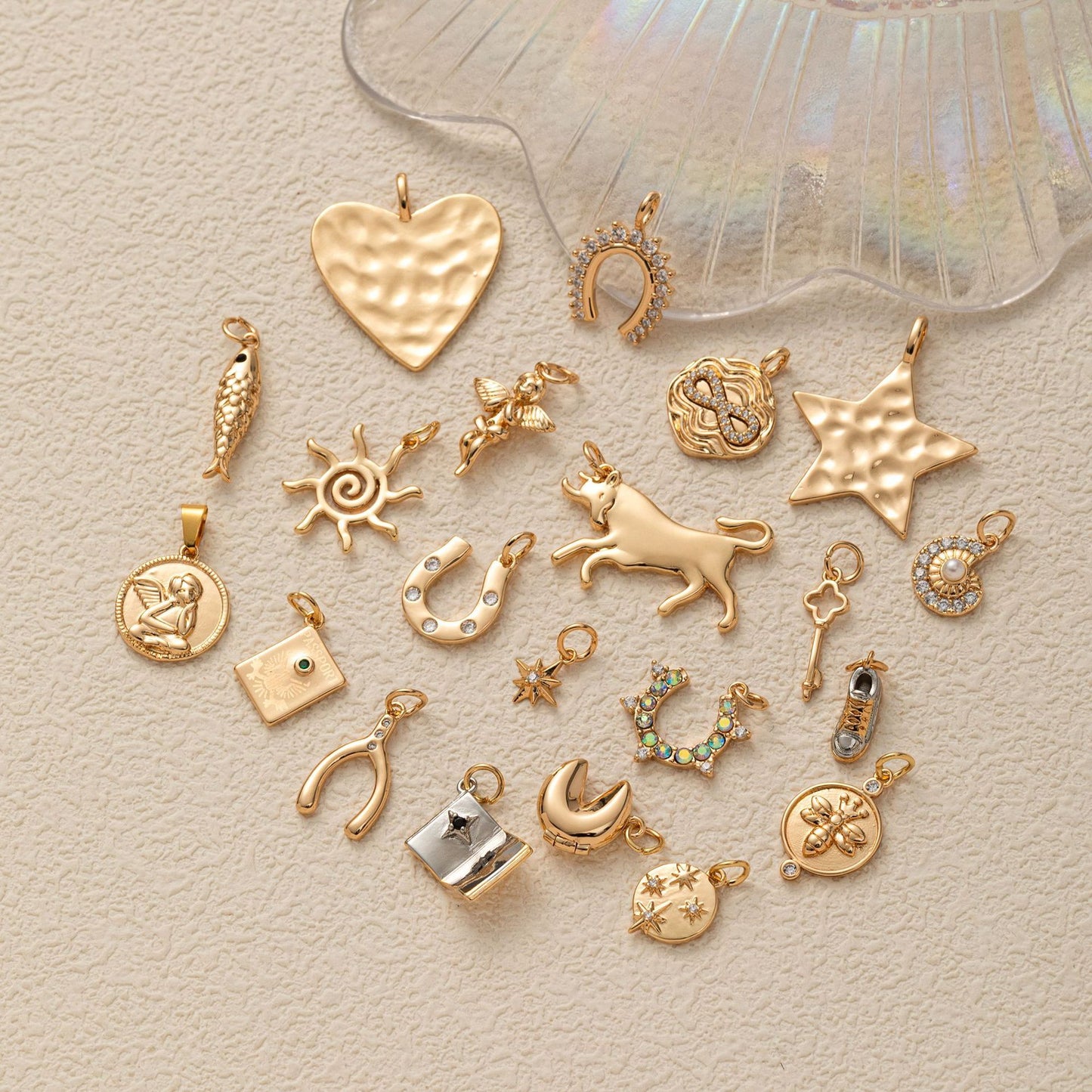 Heart Star Moon Plated Brass Necklace