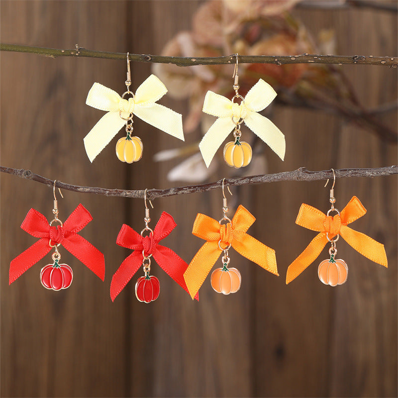 Pendientes Minimalistas de Resina en Forma de Lazo con Incrustaciones de Perlas, Estilo Princesa, para Niñas