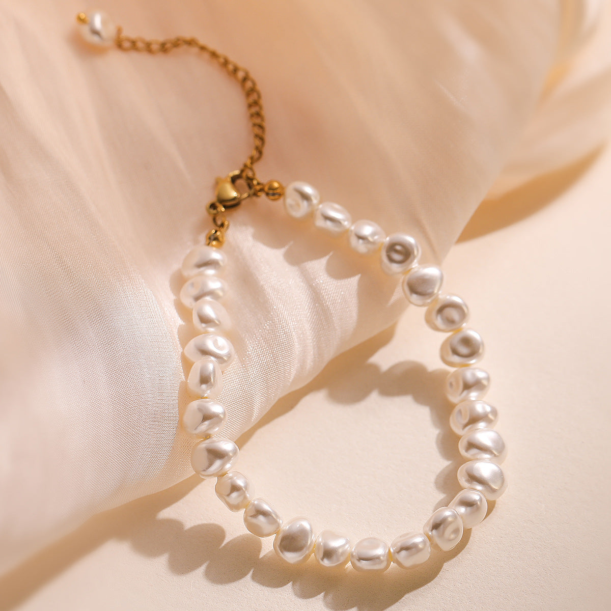 Collana Minimalista con Perle Barocche da Donna con Catena in Acciaio Inossidabile, Ciondolo Geometrico Irregolare, Elegante Design a Clavicola