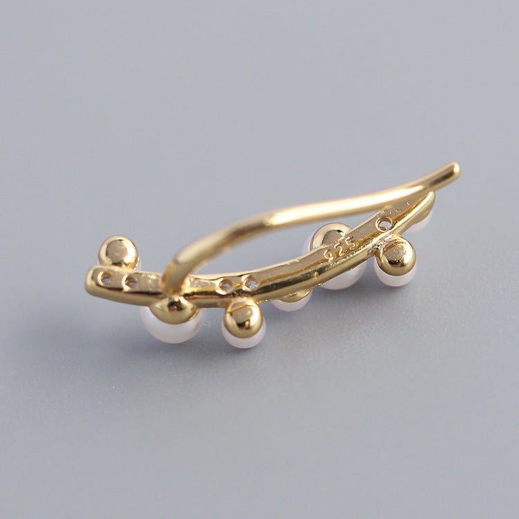 Orecchini pendenti con perle a forma di ramo, in argento Sterling 925, con zirconi cubici