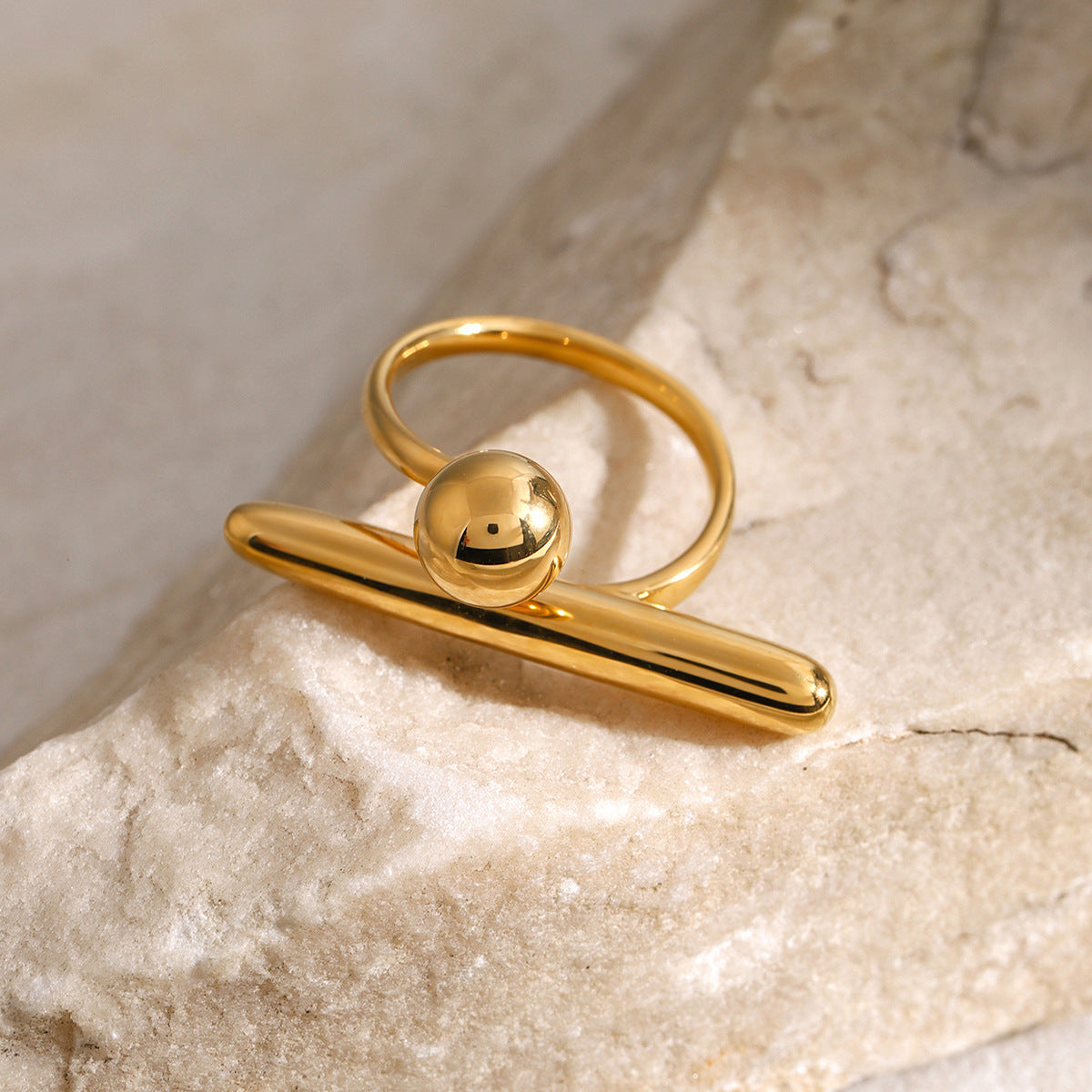 Minimalist Geometric Plated Stainless Steel Open Ring