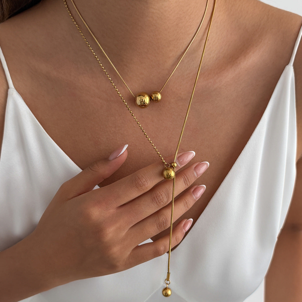 Minimalist Geometric Round Stainless Steel PVD Necklace for Women