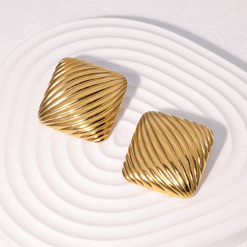 Elegant 18K Gold Plated Square Geometric Stainless Steel Earrings for Women