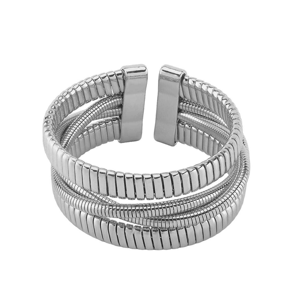Bracciale minimalista stile Punk, elastico regolabile a più anelli da donna con design circolare geometrico e ferro galvanizzato