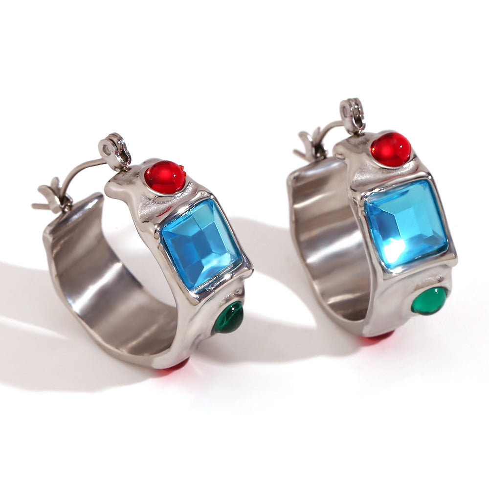 Vintage-Inspired Geometric Stainless Steel Earrings with 18K Gold Plating for Women