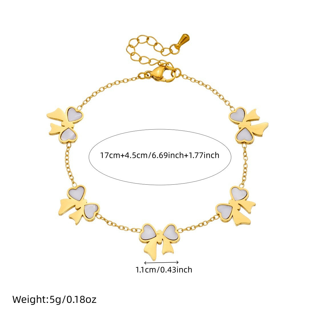 Minimalist Elegant Gold Plated Stainless Steel Bow Bracelet
