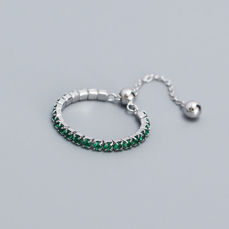 Sweet Streetwear Geometric Round Sterling Silver Plated Cubic Zirconia Stackable Adjustable Ring