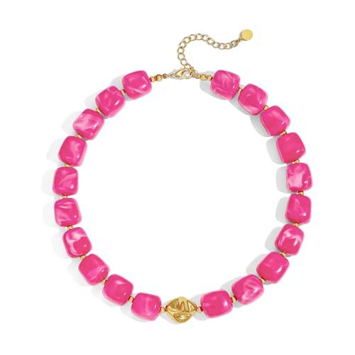 Casual Square Resin Polished Pendant Necklace for Women