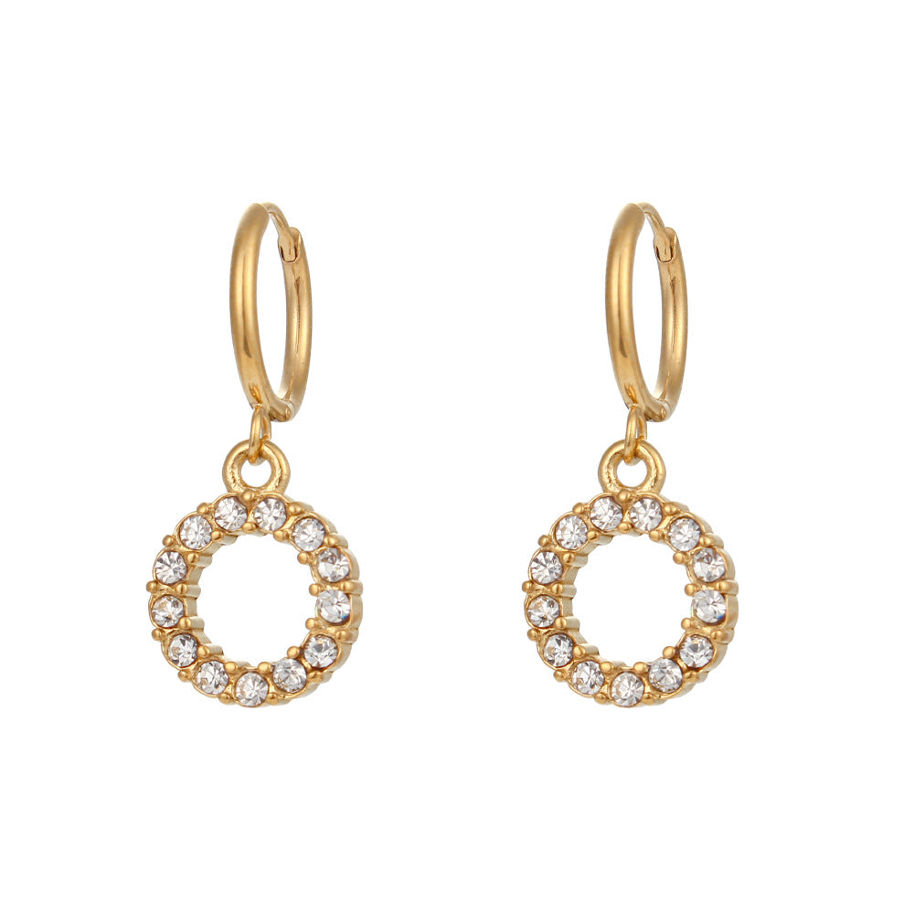Minimalist Fashion Letter Earrings for Women Stainless Steel with 18K Gold Plating and Micro-Pave Zirconia