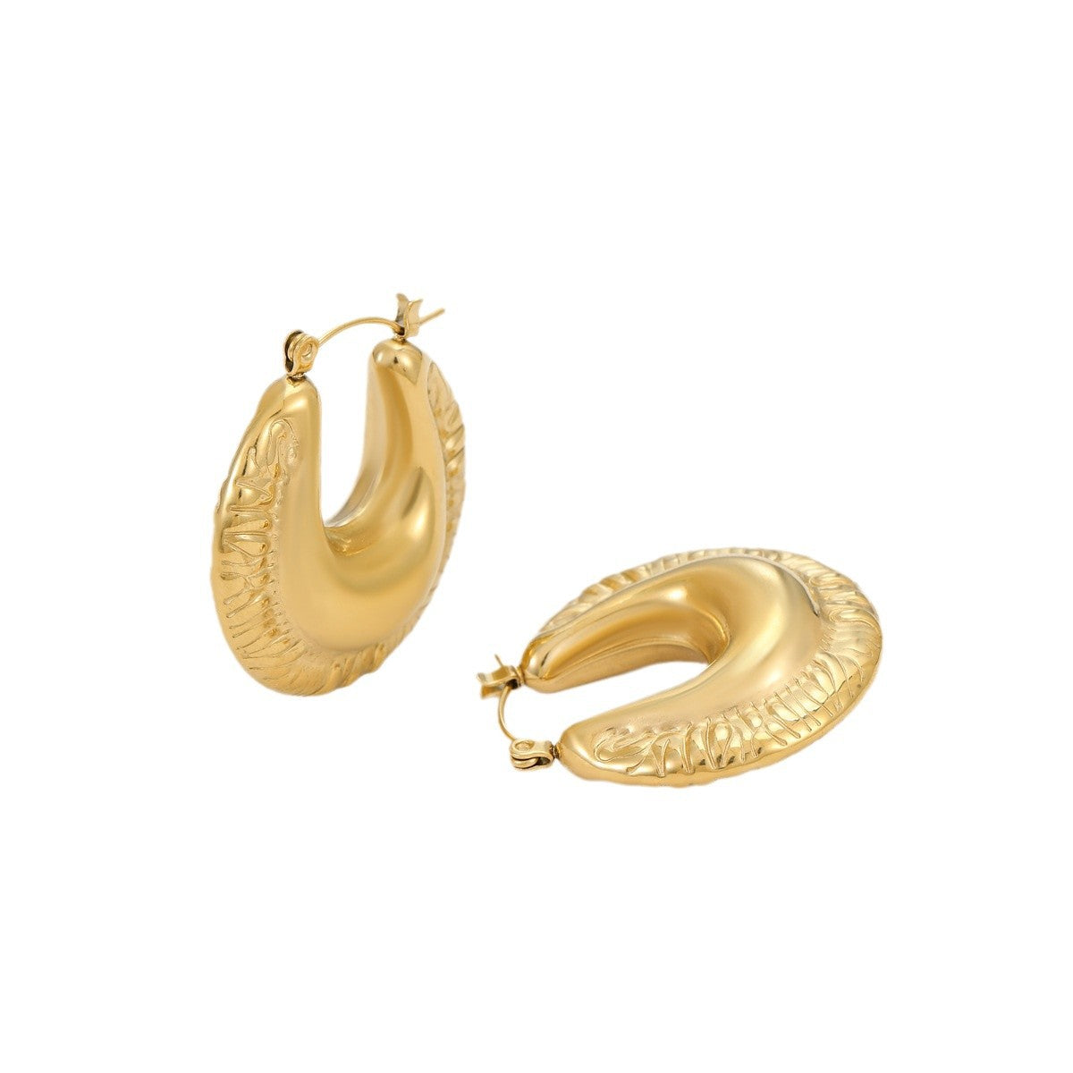 Orecchini da donna in acciaio inossidabile a forma geometrica vuota, stile vintage, placcati oro 18 carati